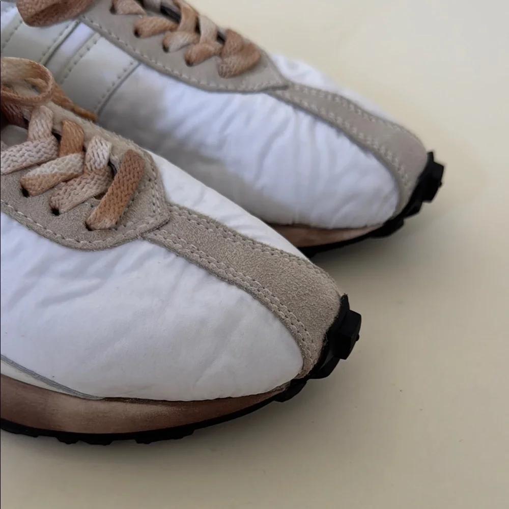 LANVIN Men’s Bumper Optic White Nylon / Nappa Leather and Suede Running Sneakers - Picture 2 of 7